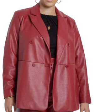 NEW ELOQUII RED FAUX LEATHER DOUBLE BREASTED BLAZER JACKET PLUS SZ 18